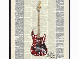 Rock N Roll Wall Murals Ed Van Halen Guitar Wall Art Print On Dictionary Ready to Frame 8×10 Vintage Great Gift for 80s Music and Rock N Roll Fans