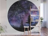 Rocket Ship Wall Mural Buy Watercolour Painting northern Lights Space & Trees Wall