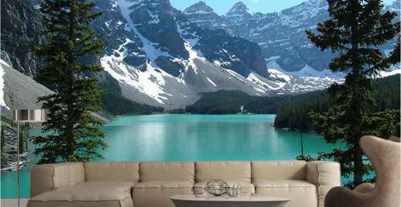 Rocky Mountain Wall Mural Azure Blue Lake Banff Rocky Mountain 3d Full Wall Mural