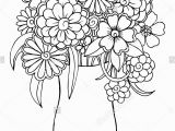 Rose Bouquet Coloring Pages Vector Bouquet Of Flowers In A Vase