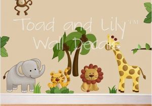 Safari Wall Murals for Nursery Fabric Wall Decals Jungle Animal Safari Girls Boys Bedroom Playroom
