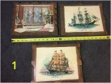 Sailing Ship Wall Murals Vtg New Bedford Whaler 1842 Old Ironside 1797 Nautical