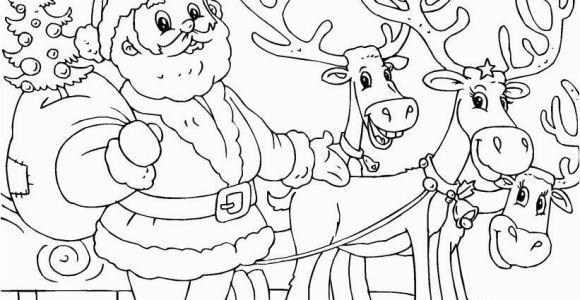 Santa Claus and His Reindeer Coloring Pages Printable Santa and Reindeer Coloring Page Christmas Coloring