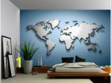 Self Adhesive Vinyl Wall Murals Details About Peel & Stick Mural Self Adhesive Vinyl Wallpaper 3d Silver Blue World Map