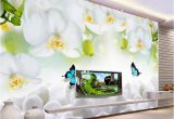 Simple Wall Mural Designs Modern Simple White Flowers butterfly Wallpaper 3d Wall Mural