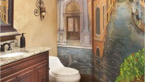 Small Bathroom Wall Murals Powder Bath with Venetian Mural