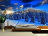 Snow forest Wall Mural Snow Mountain Mural Wallpaper Nature Snow Wall Mural Self