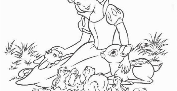 Snow White Coloring Pages Disney Clips Snow and Animal Friends