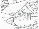 Snowy Mountain Coloring Page Birdhouse Cottages Trees and Landscape Embroidery Patterns