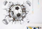 Soccer Ball Wall Mural 3d Foodball Wall Stickers Pvc soccer Print Stickers Home Decor Wall Art Children Kids Room Decals Wallpaper Poster Mural