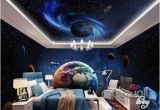 Space Wall Mural Wallpaper 3d Earth Planets Satellite Universe Entire Room Wallpaper