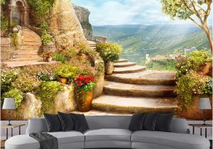 Space Wall Mural Wallpaper Custom Mural Wallpaper 3d Stereoscopic Space Balcony Stairs European Garden View Wall Painting Living Room Decor Wallpaper Free Wallpapers for