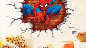 Spiderman Wall Mural Sticker 3d Printed Spiderman Wall Decor Kid S Room Stickers Halloween Christmas Decoration Eco Friendly Pvc Decals American Superhero Wall Removable Stickers