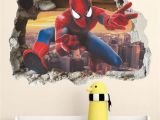 Spiderman Wall Mural Sticker Details About 3d Superhero Spiderman Mural Wall Decal