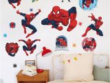 Spiderman Wallpaper Murals Movie Character 3d Cartoon Spiderman Wall Stickers for Kids Rooms