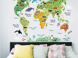 Stick On Murals for Walls Uk Zooarts Animals World Map Vinyl Mural Wall Sticker Decals