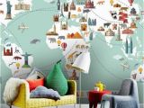 Stick On Wall Murals for Nursery Wallpaper World Travel Map Peel and Stick Wall Mural