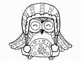 Stocking Hat Coloring Page Owl In Winter Hat Coloring Page