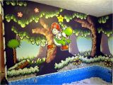Super Mario Wall Mural A Bedroom Painted In A Yoshi S island Super Nintendo theme