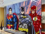 Superhero Wall Murals Wallpaper Custom 3d Wall Murals Batman Superman Flash Wallpaper Ics Photo