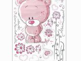 Teddy Bear Wall Murals Pink Removable Bear Vinyl Decor Art Mural Wall Stickers Decal Kids Baby Nursery