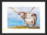 Texas Longhorns Coloring Pages Texas Longhorn Art Print Watercolor Cow Painting Canvas Longhorn Painting Longhorn Cattle Art Western Cattle Art Den Art Ranch