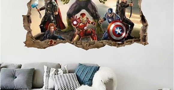 The Avengers Wall Mural Cartoon Avengers Wall Sticker 3d Decals Wallpaper Mural Art