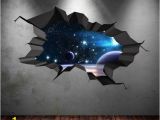 The Wall that Cracked Open Mural 3d Space Wall Decal Cracked Hole Space Galaxy Stars Full Colour Wall