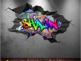The Wall that Cracked Open Mural Personalised Name Full Colour Graffiti Wall Decals Cracked 3d Wall