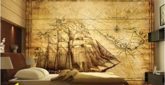 Treasure Map Wall Mural 3d Wall Mural Map Pirate Ship Treasure Map by Daculjashop On