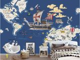 Treasure Map Wall Mural World Animal Treasure Map Nautical Wind Children S Room Background Wall Custom Mural Green Wallpaper Any Size Wallpapers High Resolution