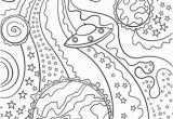 Trippy Coolest Coloring Page Trippy Space Alien Flying Saucer and Planets Coloring Page