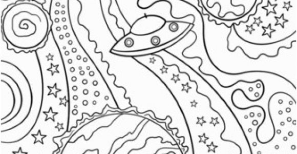 Trippy Coolest Coloring Page Trippy Space Alien Flying Saucer and Planets Coloring Page