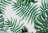 Tropical Leaf Wall Mural Green Watercolor Monstera & Palm Leaf Removable Wallpaper by