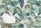 Tropical Leaf Wall Mural Pink and Green Tropical Leaf Design Square Wall Murals