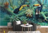 Tropical Rainforest Wall Mural Tropical toucan Wallpaper Wall Mural Rainforest Leaves