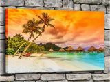 Tropical Sunset Wall Murals 2019 Canvas Painting Living Room Wall Art Frame Tropical Sea Beach Sunset Poster Print Palm Tree Seascape Home Decor From Jonemark2014