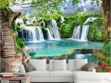 Tropical Waterfall Murals Custom Any Size Green forest Waterfall Nature Landscape 3d Mural