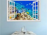 Underwater Wall Murals Uk 3d Window View Underwater World and Fish Wall Stickers Decals Pvc
