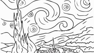 Vincent Van Gogh Starry Night Coloring Page Starry Night by Vincent Van Gogh Coloring Page