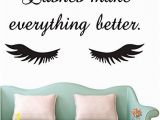 Vinyl Wall Murals Canada Lashes Make Everything Better Beauty Salon Quote Wall Sticker Long Eyelashes Wall Vinyl Decals Eyebrows Brows Wall Art Mural Ay1078 Black