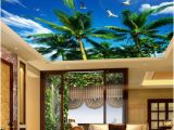 Wall and Ceiling Murals Modern Wallpaper 3d Wall Murals for Living Room Ceiling Mural Coconut Tree Blue Sky White Seagull Custom Wallpaper Wall Paper 3d Hd A