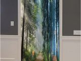 Wall and Door Murals forest Passageway Deer Printed Door Art Stickers