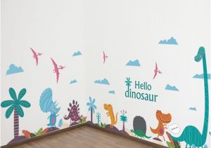 Wall Art Home Decor Murals Hello Dinosaur Wall Art Decals Diy Nursery and Kids Room Wall Art Stickers Cartoon Animals Murals Home Decor Stickers for Your Wall Stickers