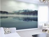 Wall Mural Ideas for Dining Room Mountain Lake Wallpaper Mural Foggy Ombre Mountain Lake