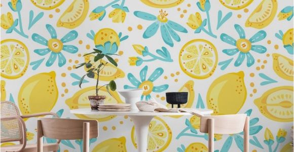Wall Mural or Wallpaper Lemon Pattern White Wall Mural Wallpaper Patterns
