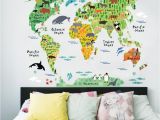 Wall Mural Stickers Australia Colorful Animal World Map Wall Stickers Living Room Home