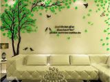 Wall Mural Stickers Australia Creative Green Tree and Bird Pattern Crystal Acrylic 3d Wall