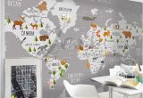 Wall Mural Stickers Canada 3d Nursery Kids Room Animal World Map Removable Wallpaper