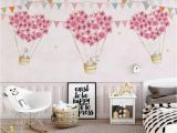 Wall Murals for Boys Room Nursery Wallpaper for Kids Pink Hot Air Balloon Wall Mural